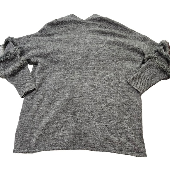 Sioni Women's Gray Mohair & Wool Blend Fur Accent Cardigan Sweater. Size XL - Picture 4 of 8